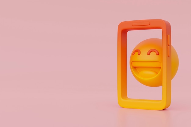 Foto visualização 3d de emoji amarelo