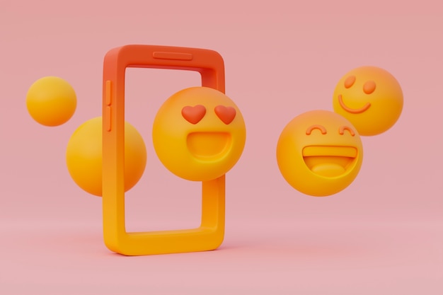 Visualização 3d de emoji amarelo