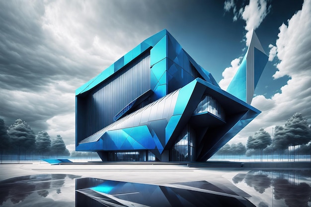 visualização arquitetônica de um edifício futurista