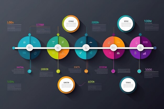 Visualização de dados de negócios linha de tempo ícones infográficos projetados para modelo de fundo abstrato elemento marco diagrama moderno tecnologia de processo marketing digital