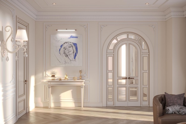 visualização de interiores residenciais, ilustração 3D