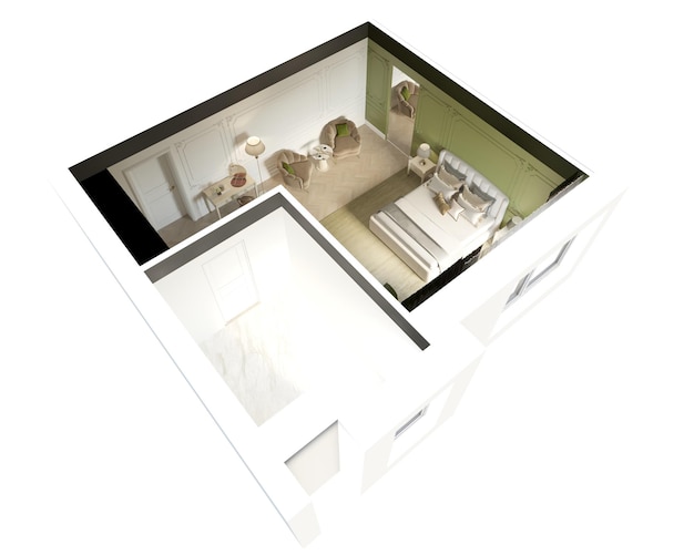 visualização de interiores residenciais, ilustração 3D