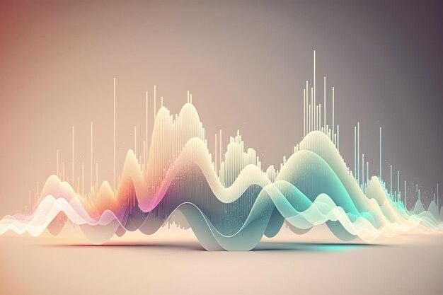 Visualização de ondas sonoras Conceito de frequências de áudio de música Fundo abstrato ondas cores pastel