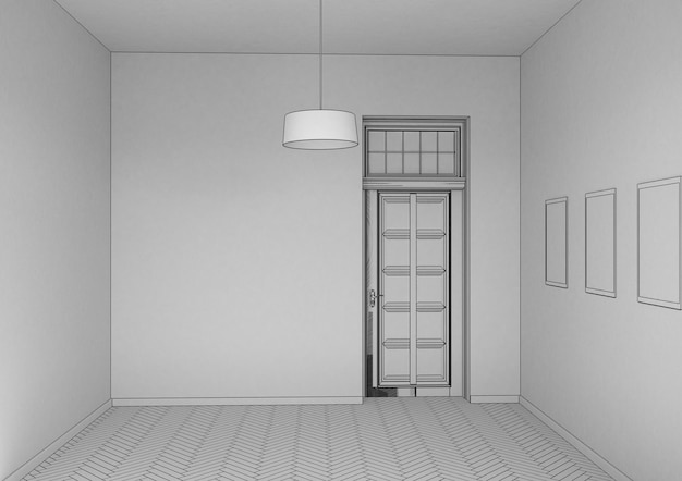 visualização de um grande interior vazio 3D ilustração cg render