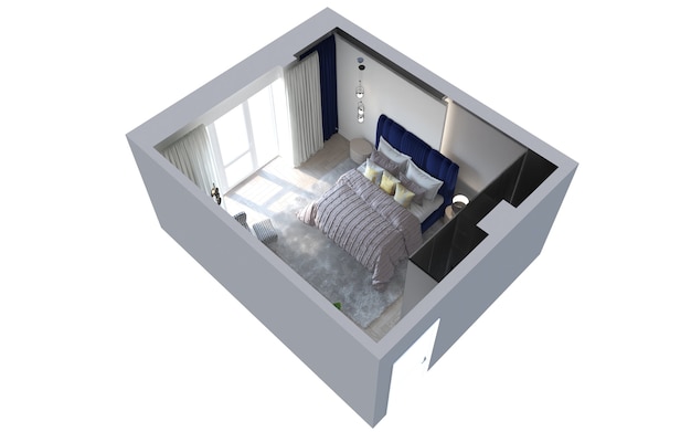 visualização do interior do quarto ilustração 3D cg render