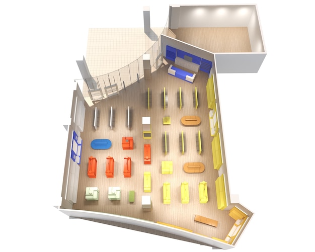 visualização do interior do shopping center ilustração 3D cg render