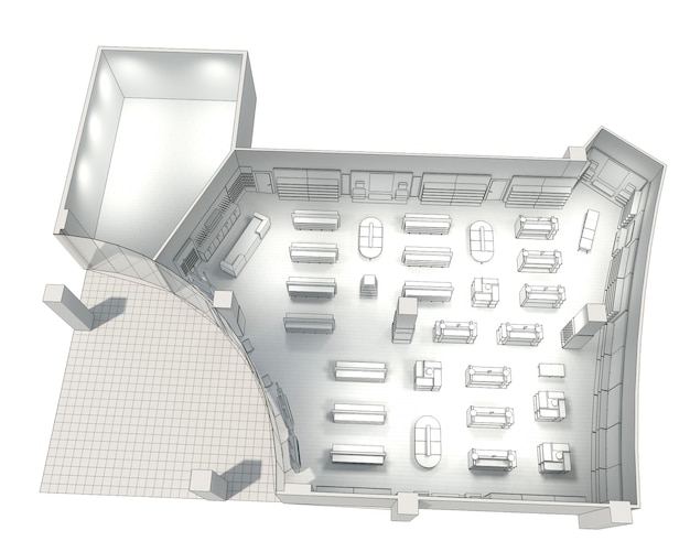 visualização do interior do shopping center ilustração 3D cg render