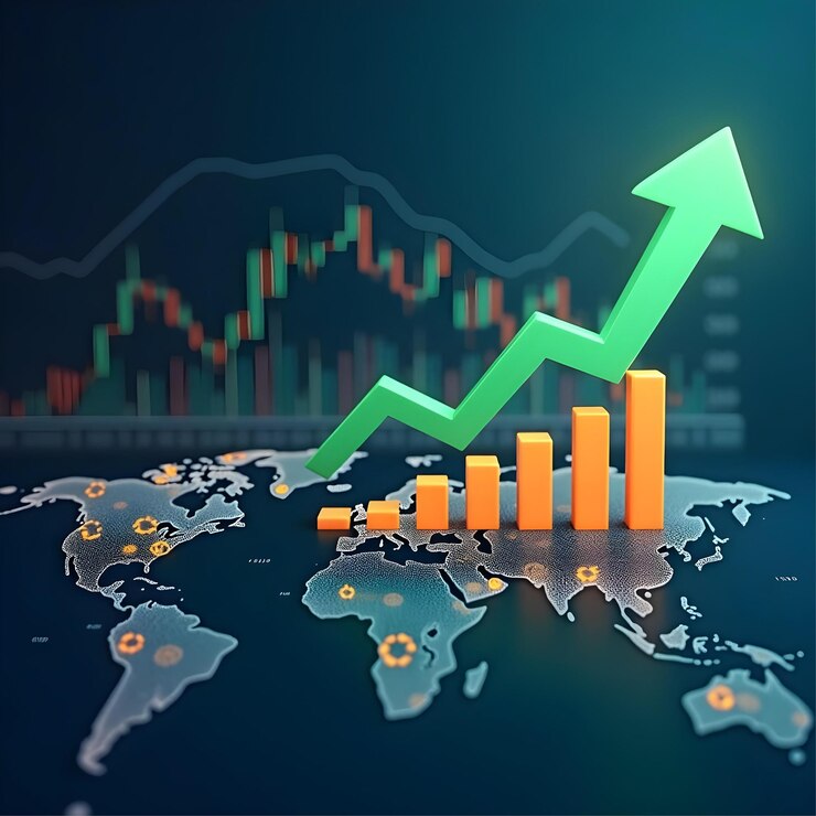 Visualización 3D del gráfico de crecimiento financiero