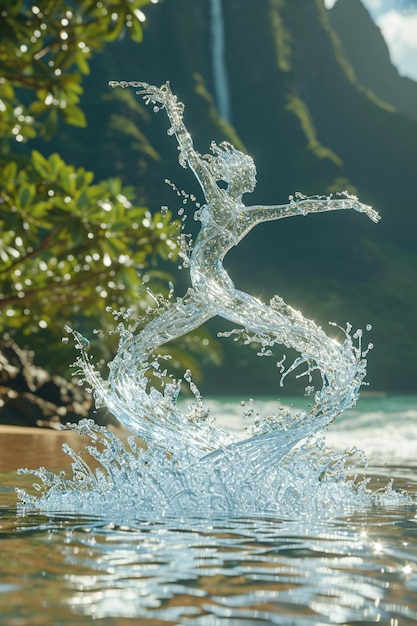 Una visualización en 3D de una mujer en una postura de baile