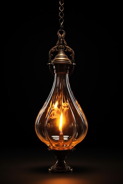 una visualización en 3D de una sola llama de una lámpara de aceite tradicional