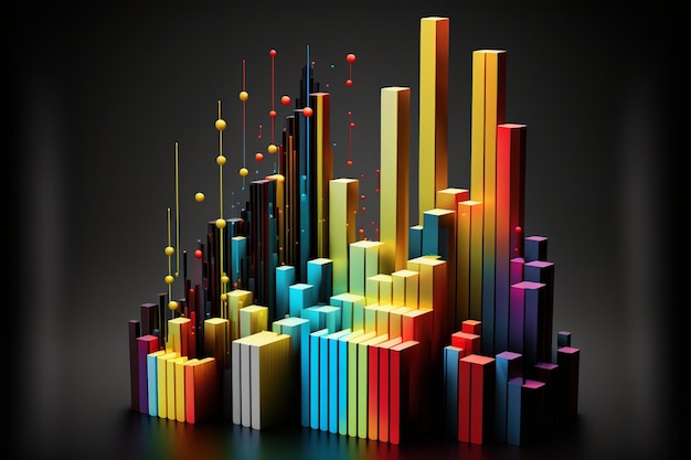 Visualización abstracta de datos de gráficos coloridos Análisis Generativo Ai