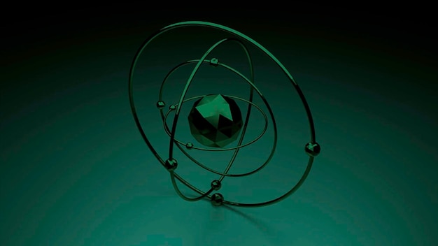 Visualización abstracta de un modelo de átomo diseño gráficos de movimiento de electrones en una malaquita abstracta