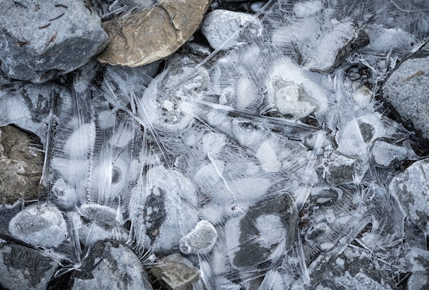 Visualización abstracta de texturas de hielo. en Canmore, Alberta, Canadá