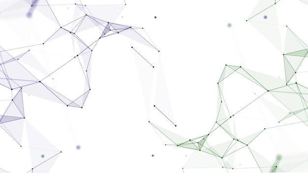 Visualización de big data Estructura de conexión de red con distribución caótica de puntos y líneas Representación 3D
