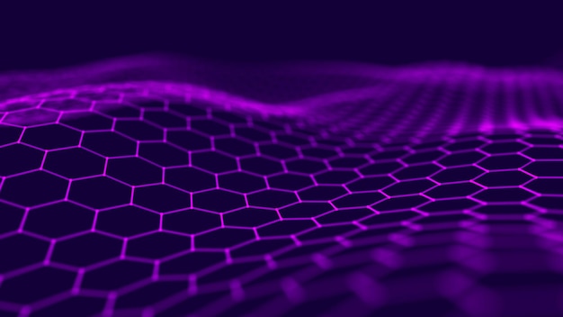 Visualización de big data Fondo hexagonal futurista Fondo de conexión de big data Representación 3D