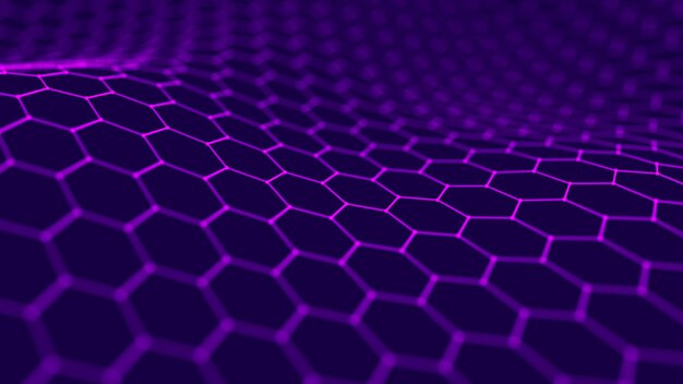 Visualización de big data Fondo hexagonal futurista Fondo de conexión de big data Representación 3D