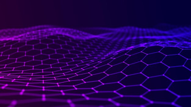 Visualización de big data Fondo hexagonal futurista Fondo de conexión de big data Representación 3D