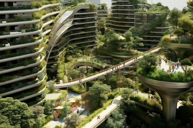 Visualización de una ciudad sostenible IA generativa