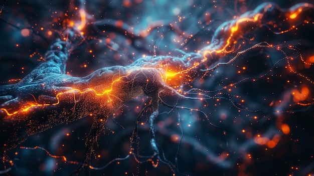 Visualización de la conexión neuronal de la chispa sináptica