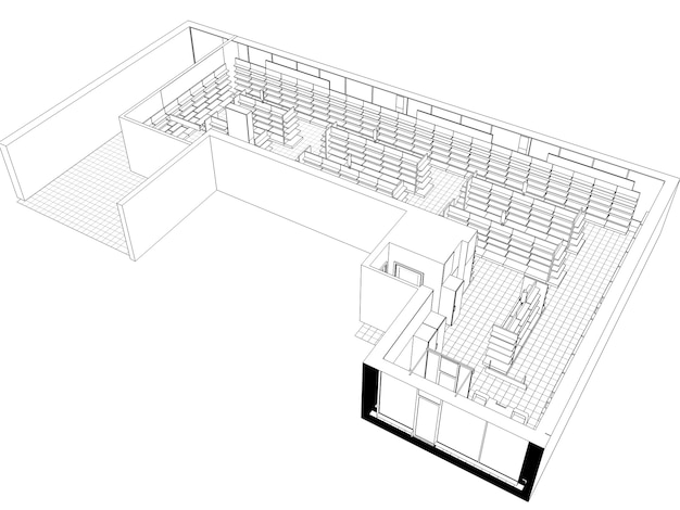 Foto visualización de contorno de centro comercial ilustración 3d