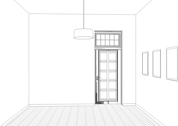 Visualización de contorno interior Esquema de boceto de ilustración 3D