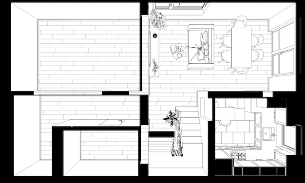 visualización del contorno interior, ilustración 3D, boceto, esquema