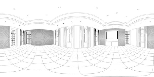 Visualización de contorno de pabellón vacío esquema de boceto de ilustración 3D