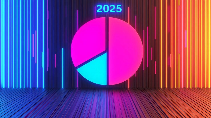 Foto visualización creativa de las tendencias futuras analizando los conocimientos de datos y las proyecciones para 2025 en una dinámica