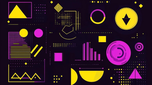 Visualización de datos abstractos futuristas con elementos geométricos