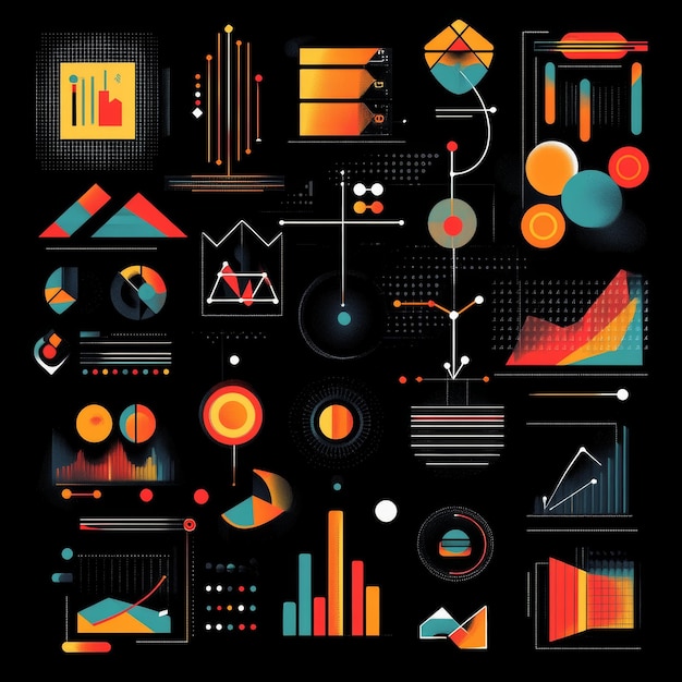 Visualización de datos abstractos con gráficos y formas geométricas