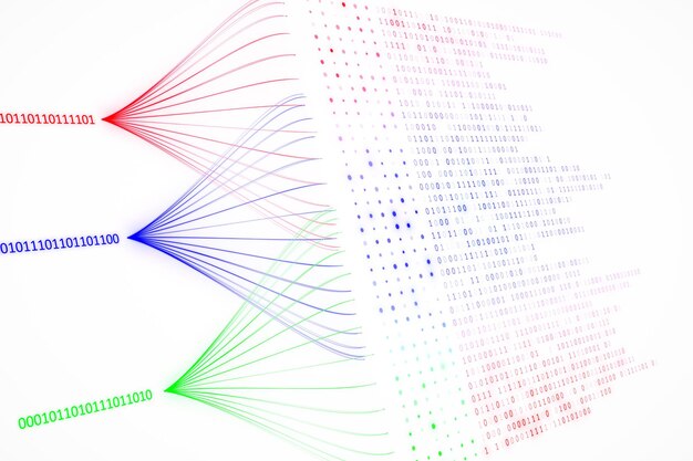 Visualización de datos binarios en fondo blanco Renderización 3D