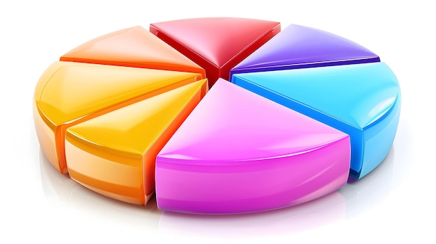 Visualización de datos empresariales de gráficos de pastel 3D coloridos