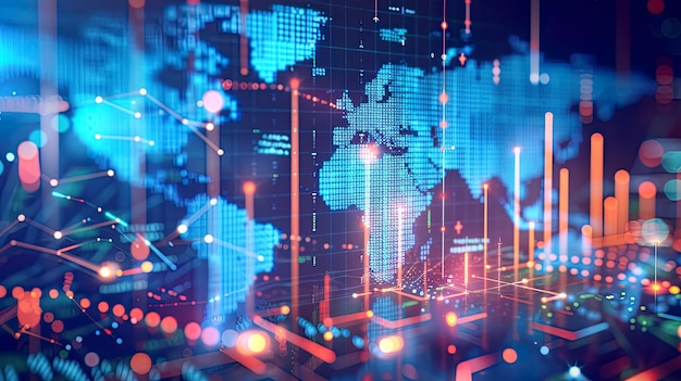 Visualización de datos financieros abstractos y gráficos