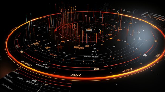 Visualización de datos futuristas Gráficos de animación 3D y puntos de datos en la vanguardia