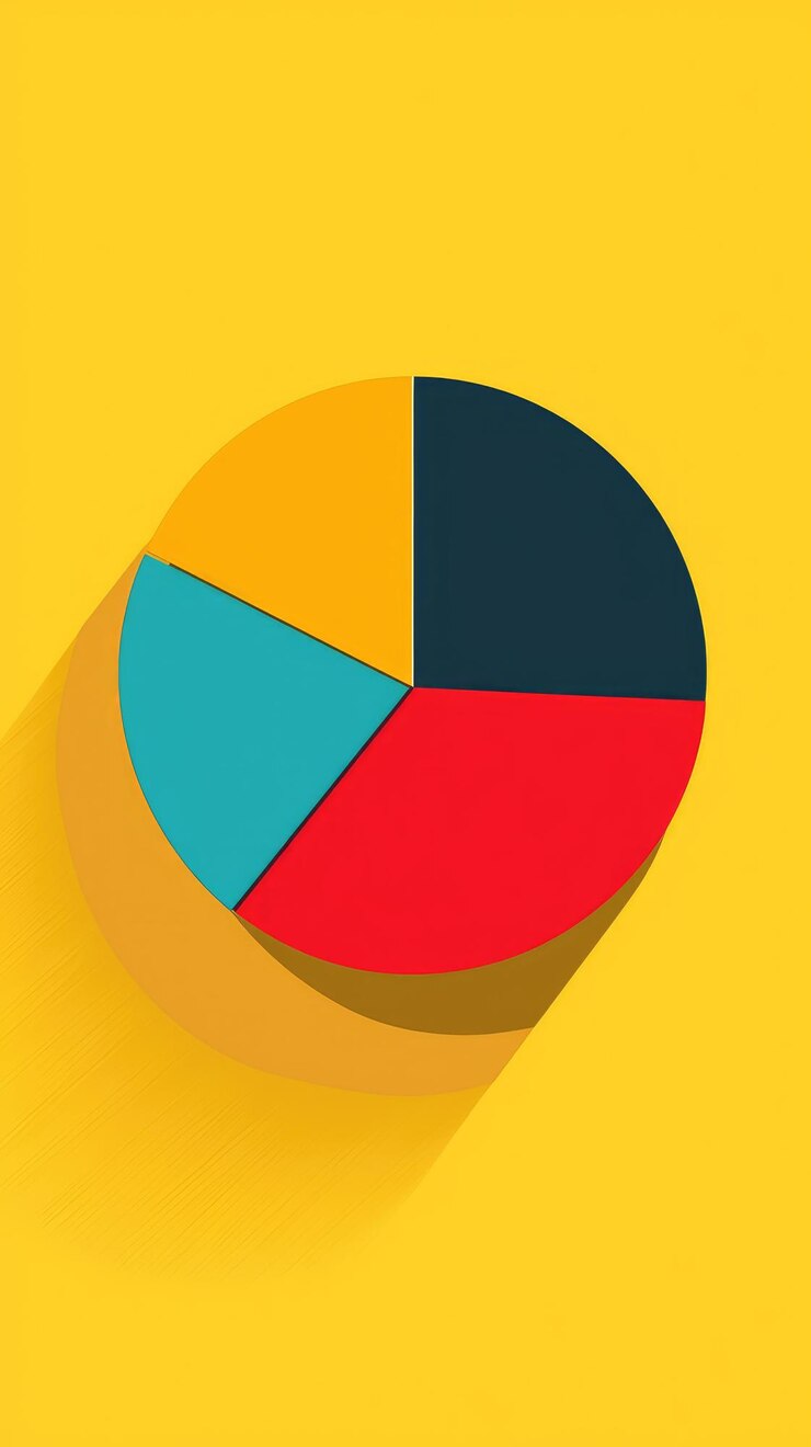 Foto visualización de datos un gráfico de pastel desigual y colorido que representa diversas proporciones