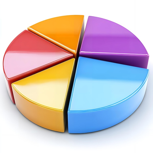 Visualización de datos de gráficos de pastel 3D en colores