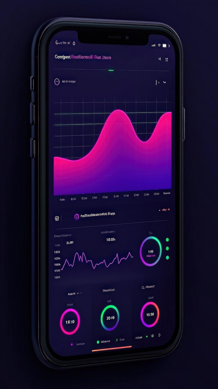 Foto visualización de datos innovadora en dispositivos móviles que muestra tendencias y conocimientos analíticos