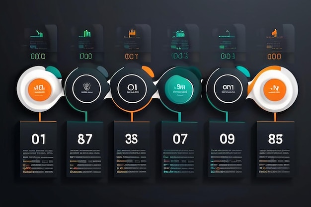 Visualización de datos de negocios línea de tiempo iconos infográficos diseñados para plantilla de fondo abstracta elemento hito diagrama moderno tecnología de procesos marketing digital