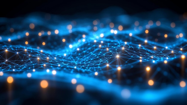 Visualización de datos de red abstracta que muestra las interconexiones