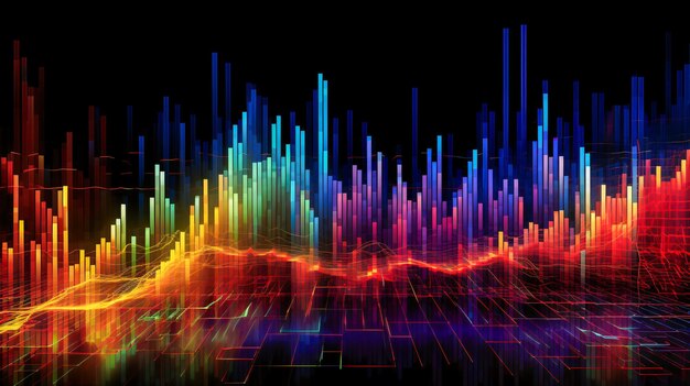 Visualización de datos vibrante Un primer plano de una IA generativa gráfica de colores