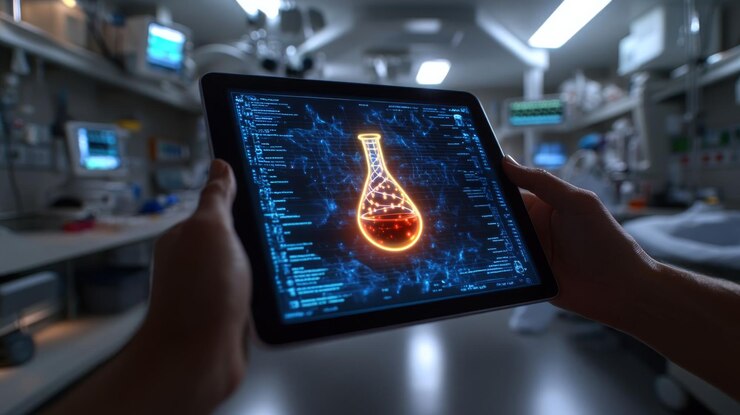 Foto visualización digital de la química en el laboratorio