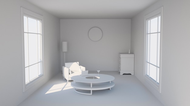 Visualización de dormitorio. Ilustración 3d