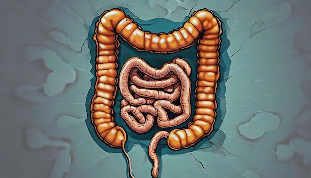 Foto visualización de la estructura y función del intestino humano ia generativa