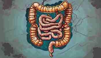 Foto visualización de la estructura y función del intestino humano ia generativa