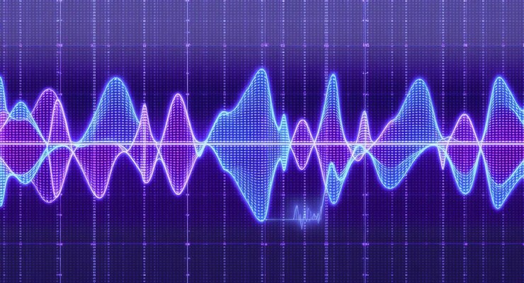 Foto visualización de la forma de onda de audio abstracta