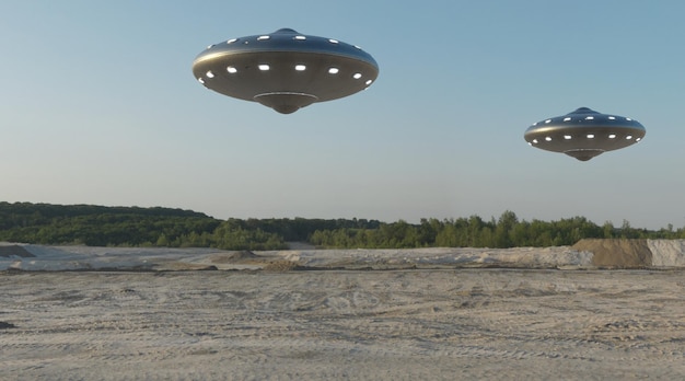 Visualización fotorrealista en 3d de ufo 3d render