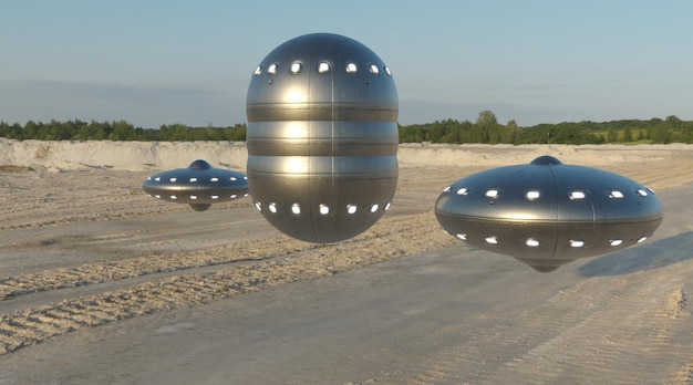 Visualización fotorrealista en 3d de ufo 3d render