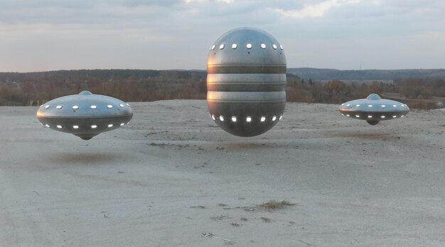 Visualización fotorrealista en 3d de ufo 3d render