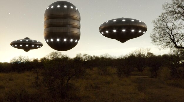 Visualización fotorrealista en 3d de ufo 3d render