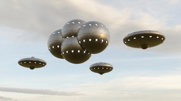 Visualización fotorrealista en 3d de ufo 3d render